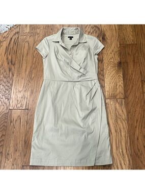 Ann Taylor Khaki Tan Faux Wrap Dress Size 4